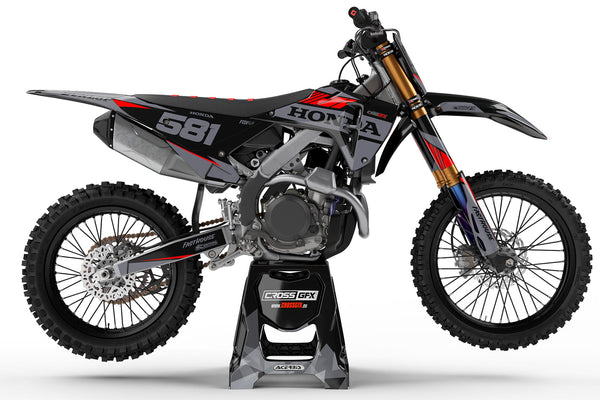 Honda Dirt Bike Decals Kit 'Blitz' Black Side View