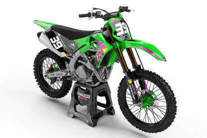 Off-Road 'Retro' Green Graphics Kit for Kawasaki Front View
