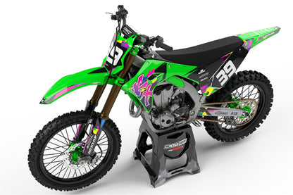 Off-Road 'Retro' Green Graphics Kit for Kawasaki Left View