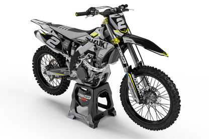 Suzuki Semi-Custom MX Decals 'Blitz' Black Front View