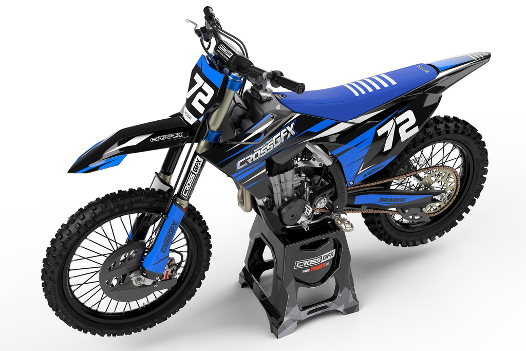 Custom Dirt Bike Graphics for KTM 'APEX' Blue Left View