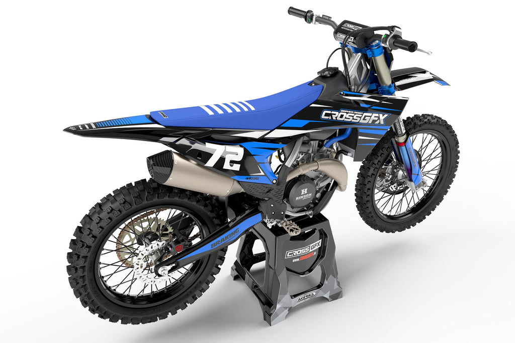 Custom Dirt Bike Graphics for KTM 'APEX' Blue Rear View