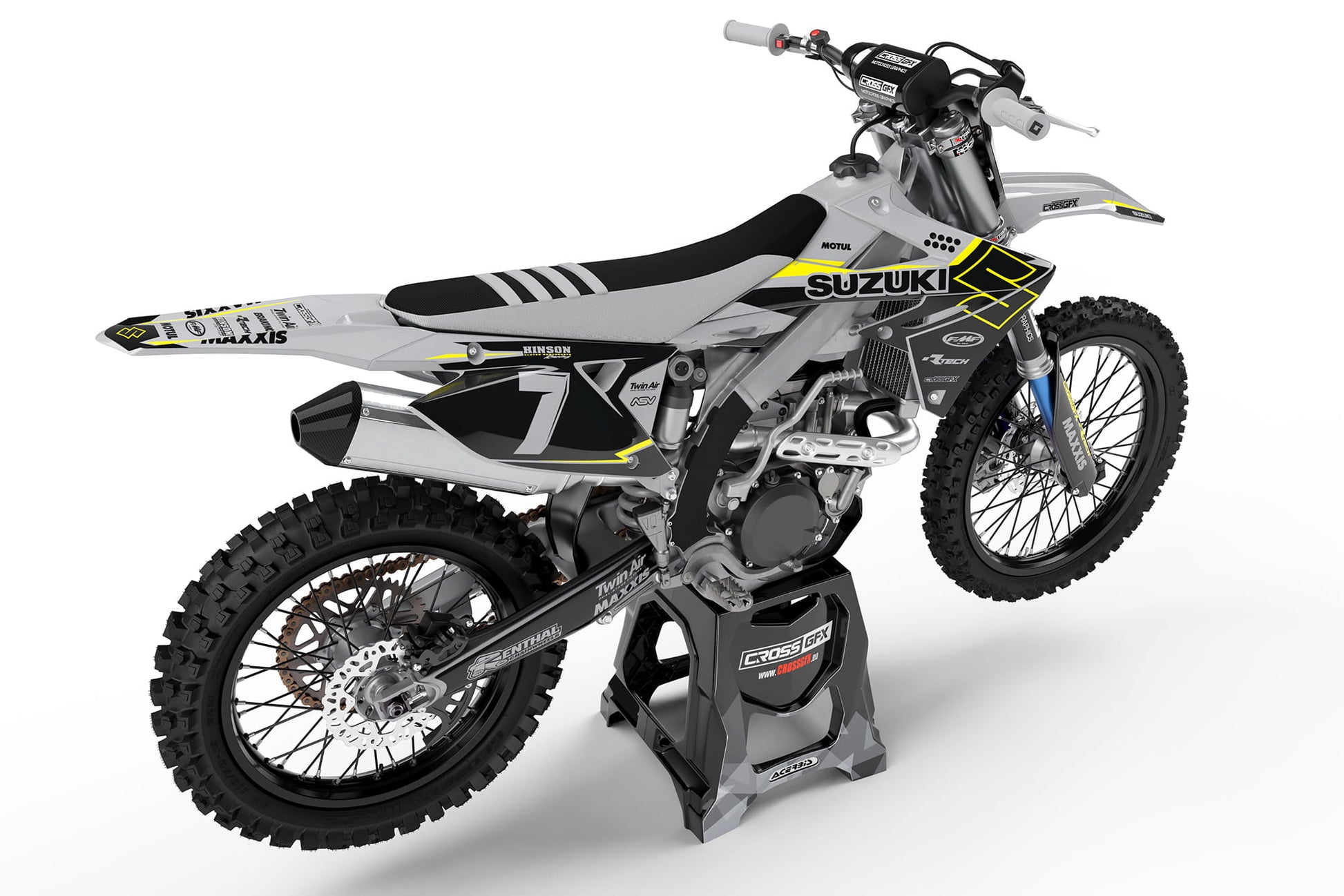 Suzuki Motocross Premade Sticker Kit 'Viper' Grey Back View