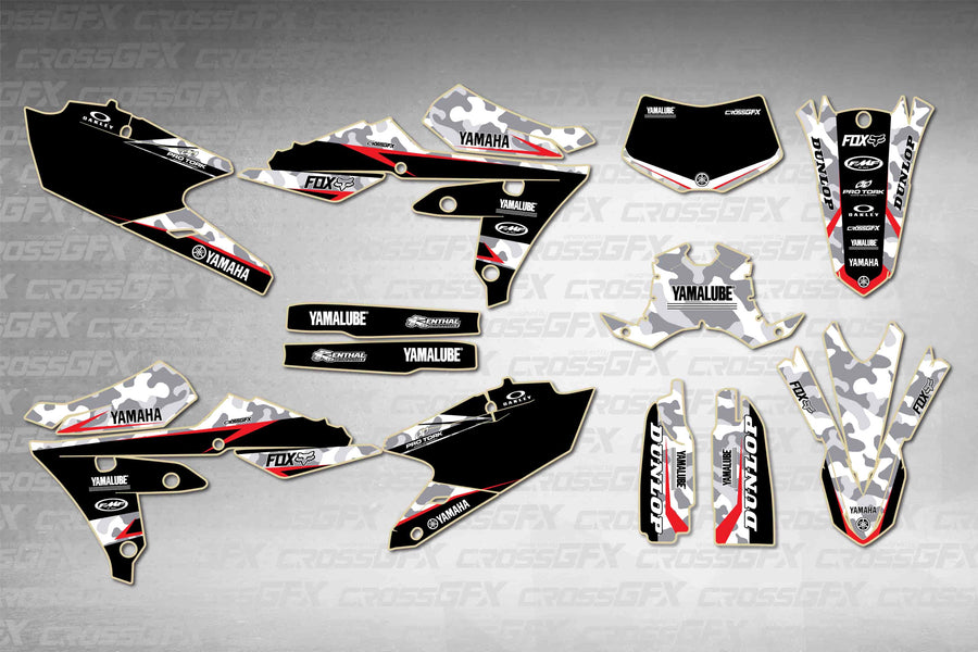 Graphics for Yamaha WR 450F 2016-2018 - Apache Grey - flat layout showing all decal pieces included