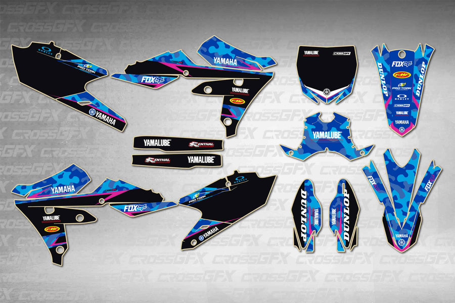 Graphics for Yamaha YZ 450FX 2015-2018 - Apache Pink - flat layout showing all decal pieces included
