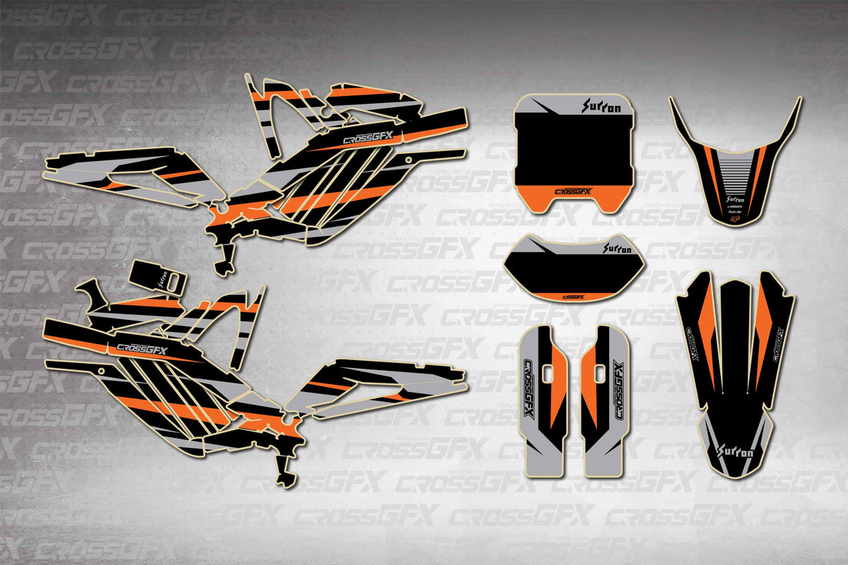 Graphics for Sur-Ron Light Bee - Apex Black - flat layout showing all decal pieces included