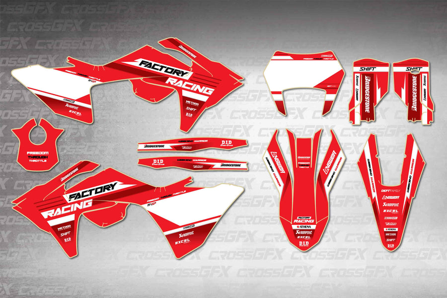 GasGas EC 2024-2026 Blaze Red graphics kit - flat layout showing all decal pieces included