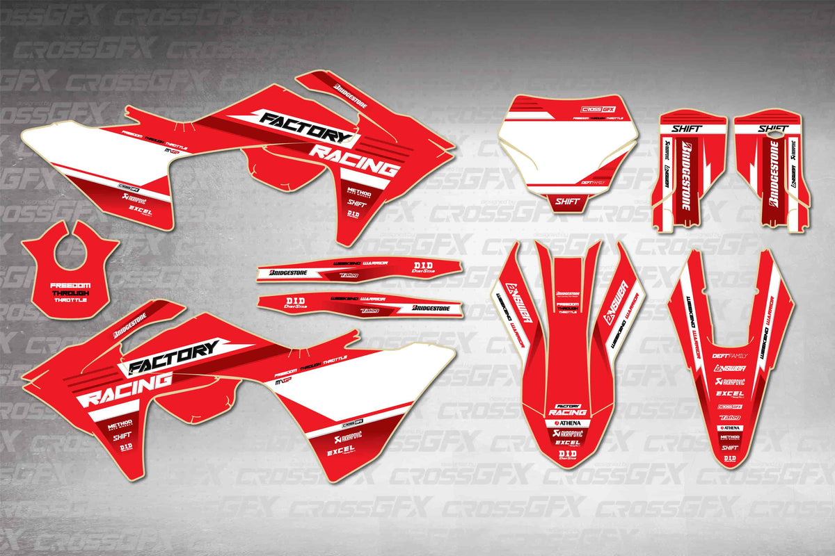 GasGas EX 2024-2026 Blaze Red graphics kit - flat layout showing all decal pieces included
