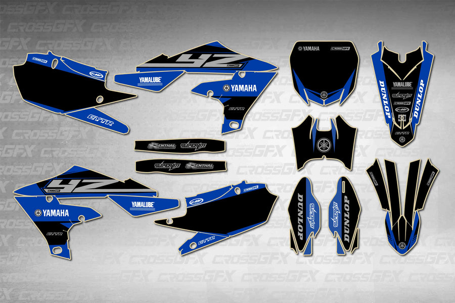 Graphics for Yamaha YZ 250F 2019-2023 - Block Blue - flat layout showing all decal pieces included