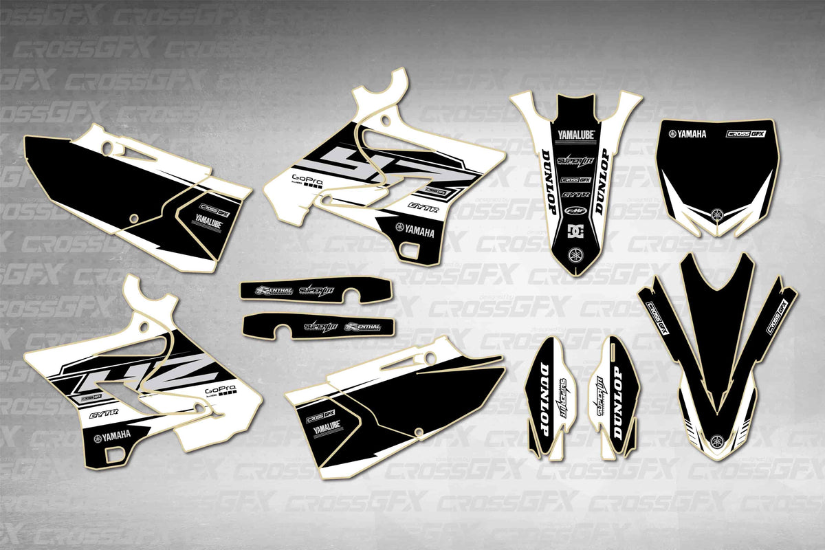 Graphics for Yamaha YZ 250 2015-2021 - Block White - flat layout showing all decal pieces included
