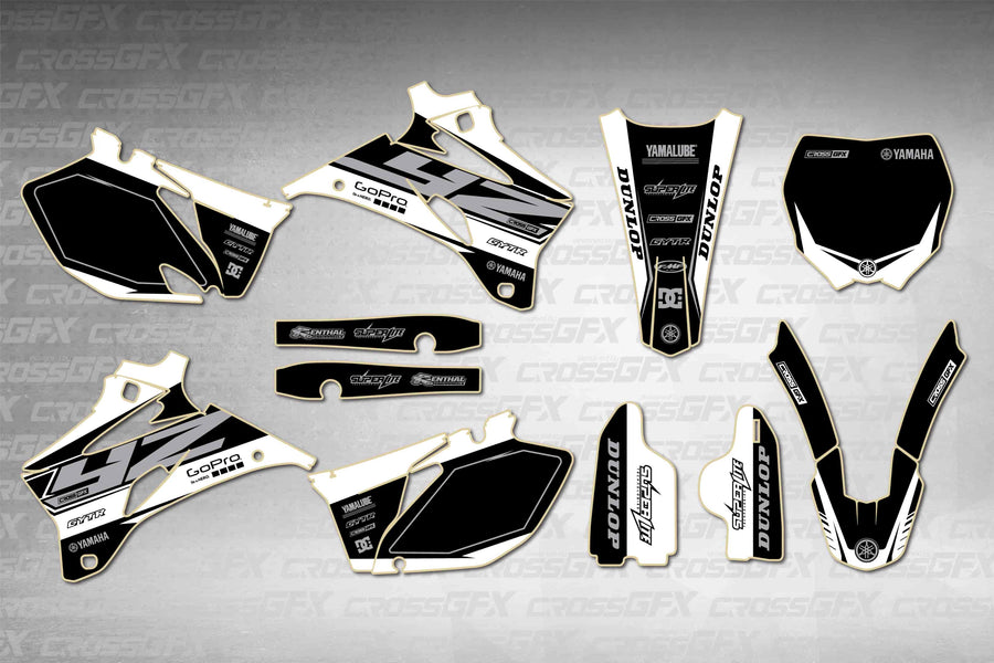 Graphics for Yamaha YZ 250F 2006-2007 - Block White - flat layout showing all decal pieces included