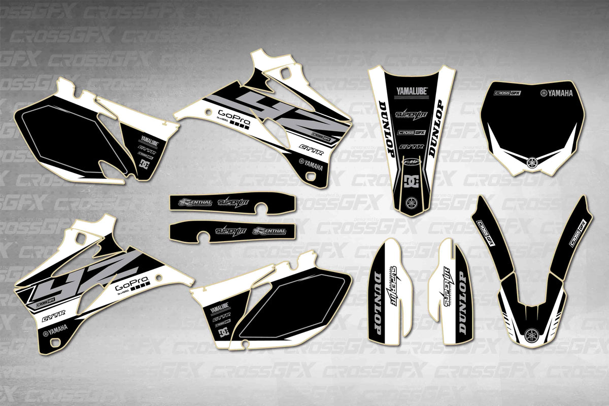 Graphics for Yamaha YZ 250F 2008-2009 - Block White - flat layout showing all decal pieces included