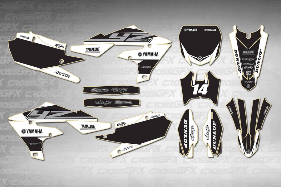 Graphics for Yamaha YZ 250FX 2020-2024 - Block White - flat layout showing all decal pieces included