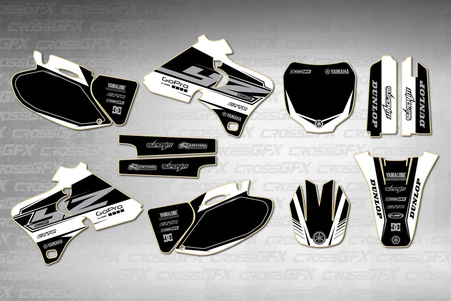 Graphics for Yamaha YZ 426F 1998-2002 - Block White - flat layout showing all decal pieces included