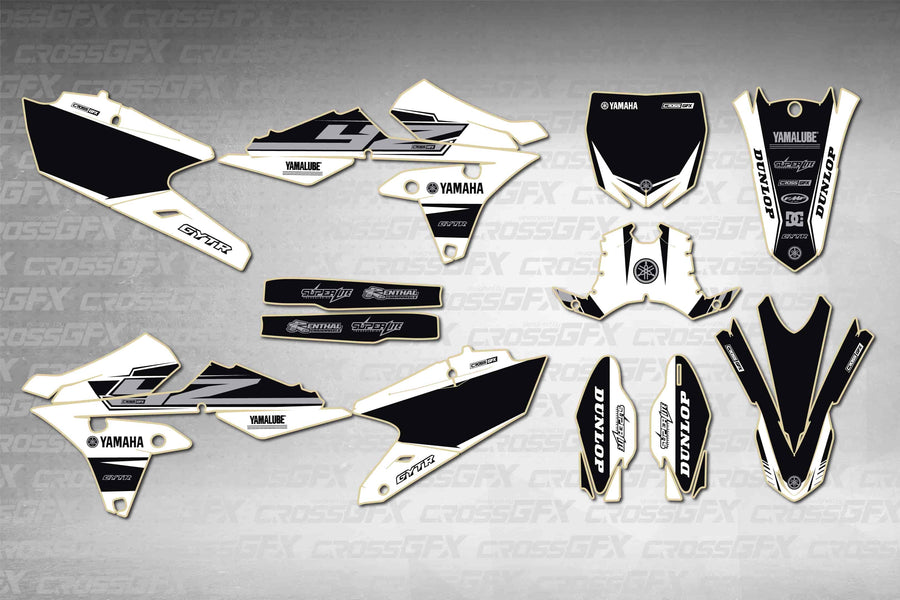 Graphics for Yamaha YZ 450F 2014-2017 - Block White - flat layout showing all decal pieces included