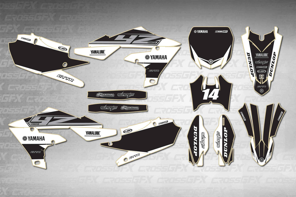 Graphics for Yamaha YZ 450FX 2019-2023 - Block White - flat layout showing all decal pieces included