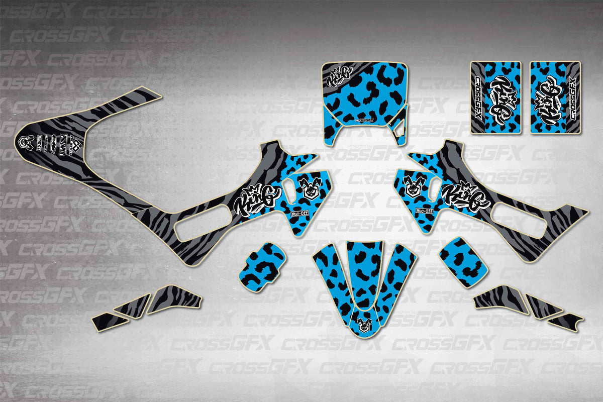 Husqvarna EE 2 2023-2026 Panther Blue graphics kit - flat layout showing all decal pieces included