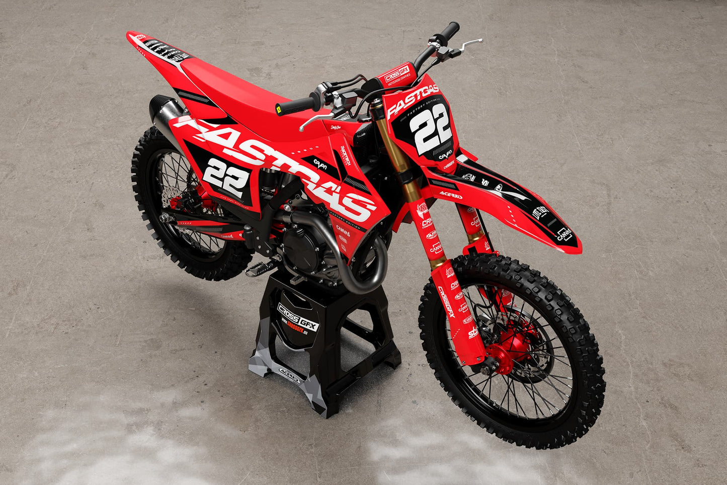Promotional picture of the Pulse Red semi-custom sticker kit details.