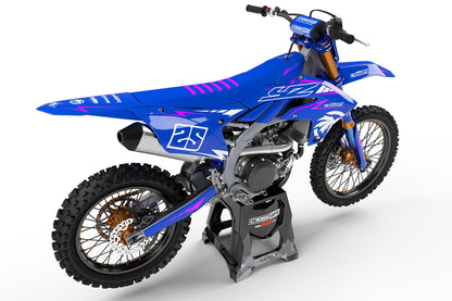 Rear view of the Stroke Pink custom decal kit on a Yamaha motorcycle.