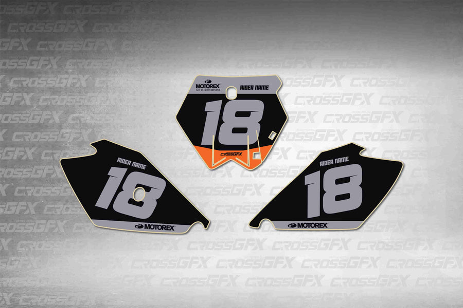 Graphics for KTM 105 SX 2006-2011 - Cord Black number plate decals - flat layout showing all pieces included