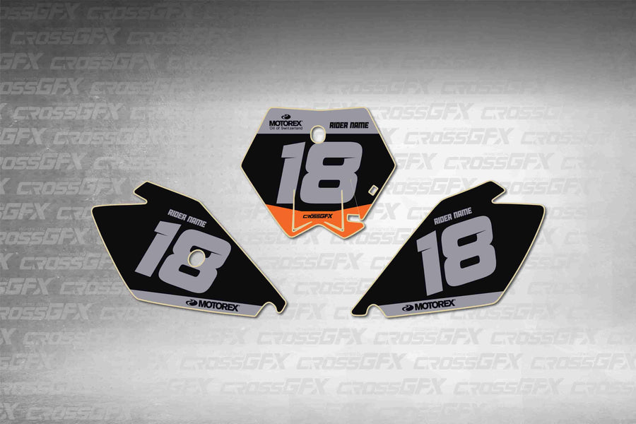 Graphics for KTM 85 SX 2003-2005 - Cord Black number plate decals - flat layout showing all pieces included
