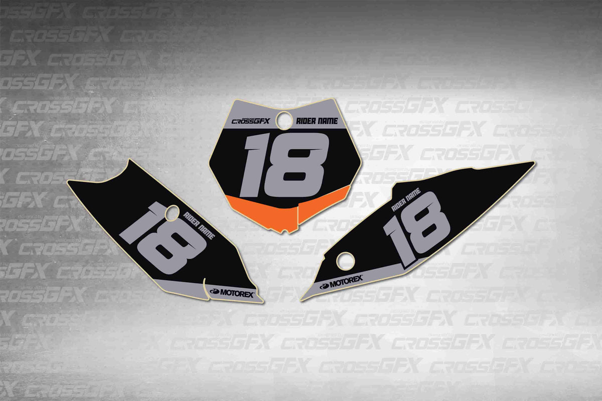 Graphics for KTM 85 SX 2013-2014 - Cord Black number plate decals - flat layout showing all pieces included