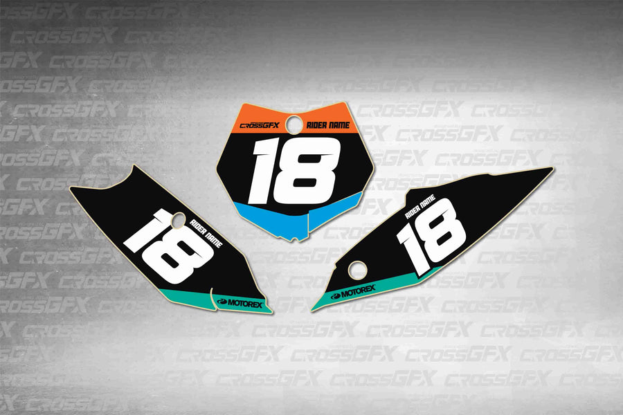Graphics for KTM 85 SX 2015-2017 - Cord Blue number plate decals - flat layout showing all pieces included