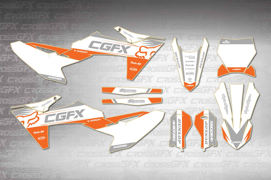 Graphics for KTM 50 SX 2024-2026 - Cord White - flat layout showing all decal pieces included