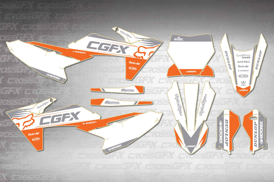 Graphics for KTM 65 SX 2024-2026 - Cord White - flat layout showing all decal pieces included