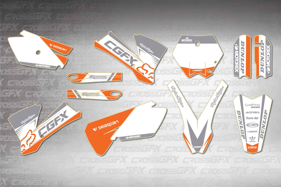 Graphics for KTM 85 SX 2003-2005 - Cord White - flat layout showing all decal pieces included