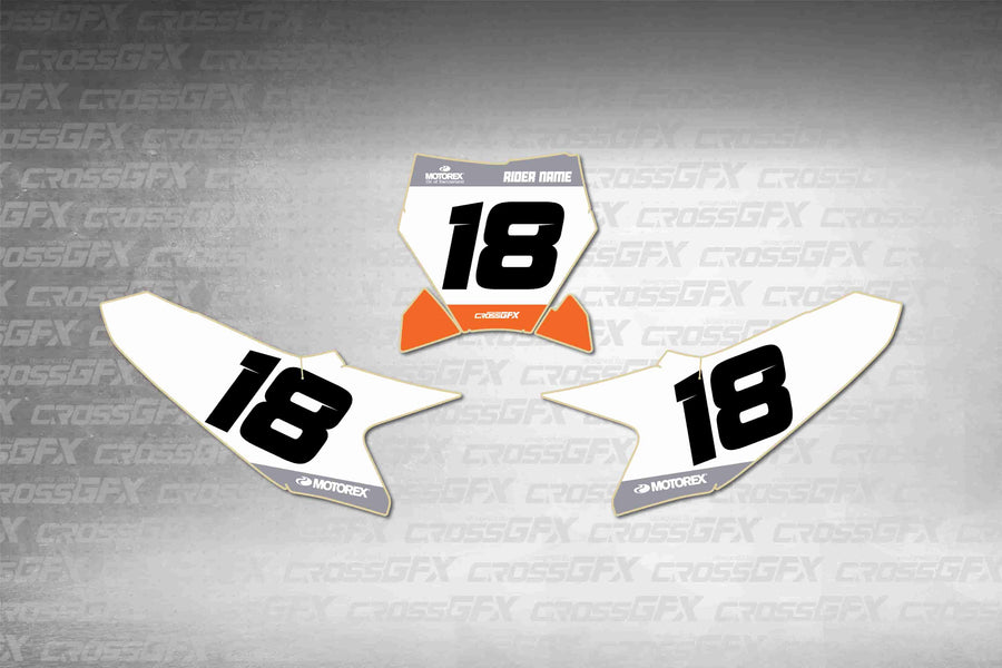 Graphics for KTM 50 SX 2024-2026 - Cord White number plate decals - flat layout showing all pieces included