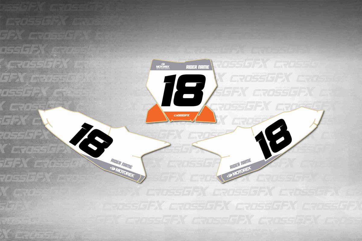 Graphics for KTM 65 SX 2024-2026 - Cord White number plate decals - flat layout showing all pieces included