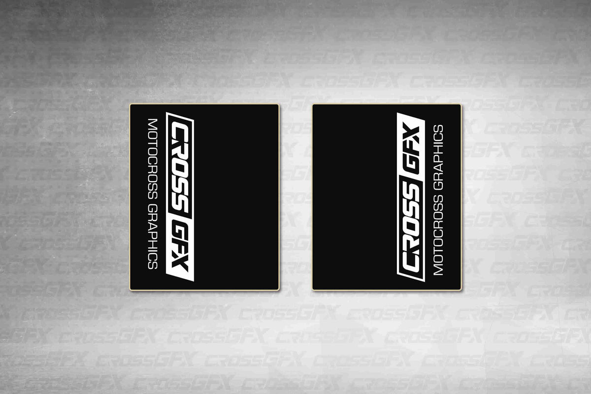 CrossGFX Black fork wraps, a pair of black wraps with a white CrossGFX logo, flat layout