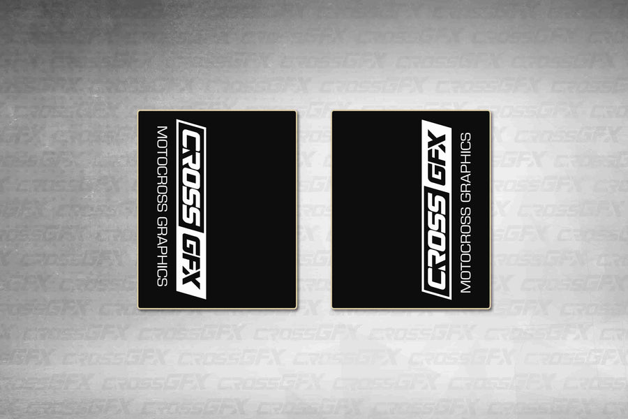 CrossGFX Black fork wraps, a pair of black wraps with a white CrossGFX logo, flat layout