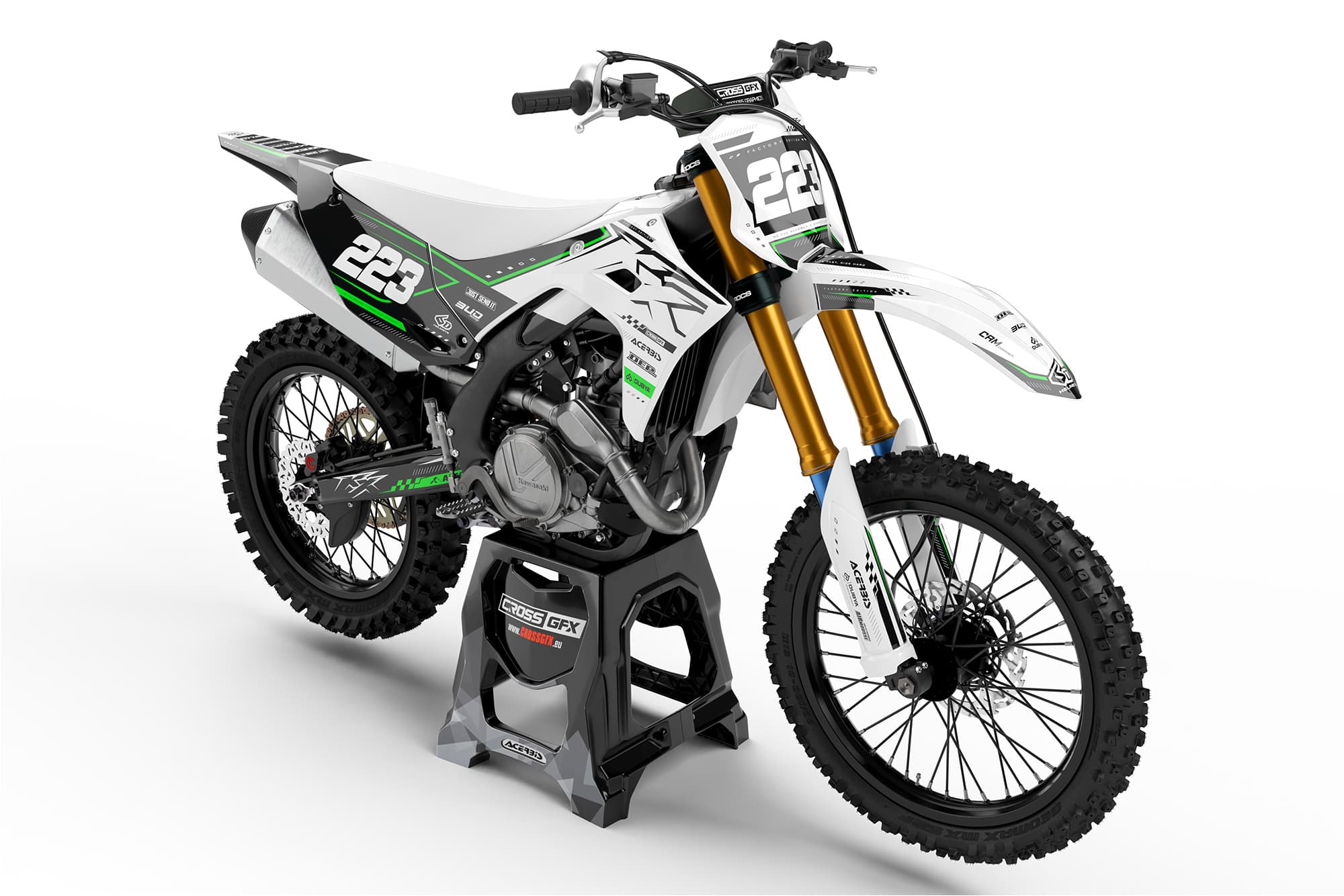 Flux White Graphics Kit for Kawasaki - CrossGFX.eu