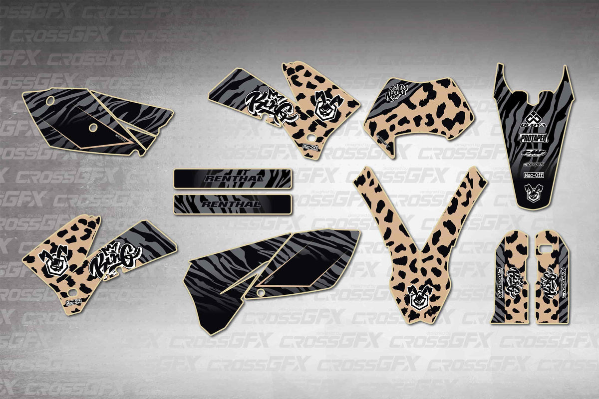 Graphics for KTM EXC 2005-2007 - Panther Desert - flat layout showing all decal pieces included