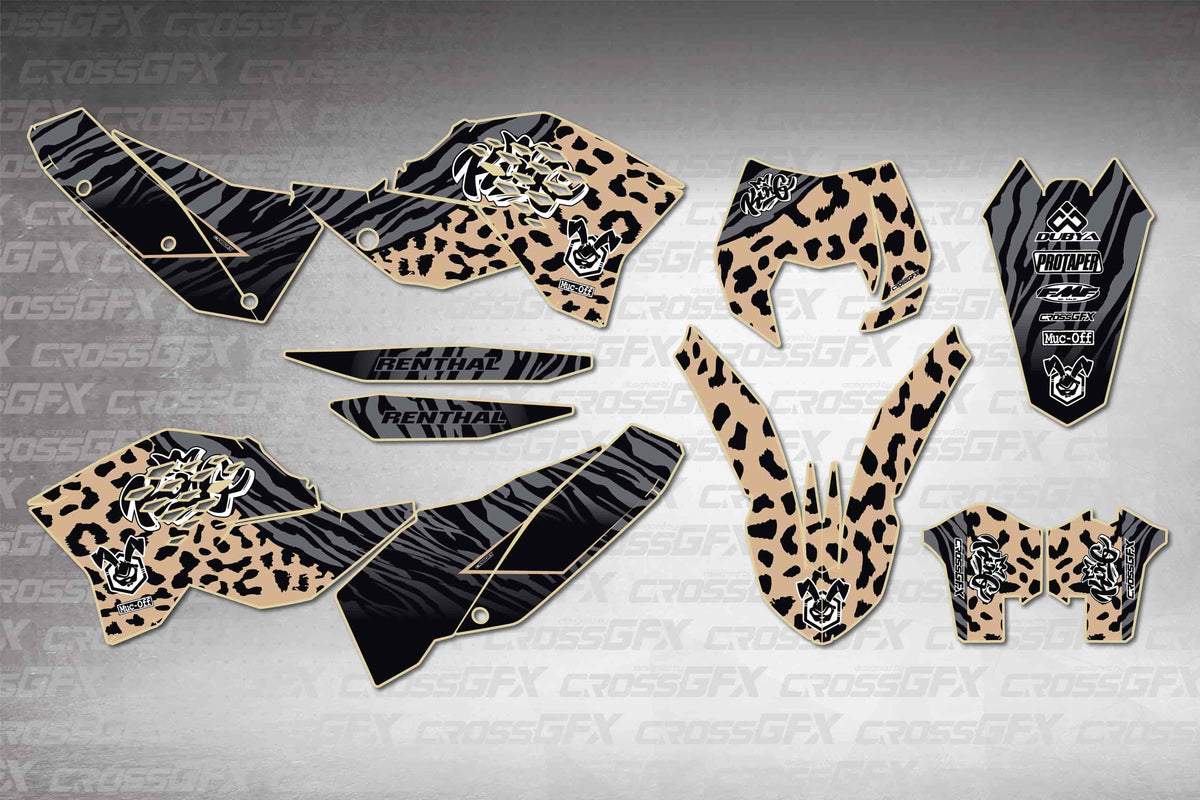 Graphics for KTM EXC 2008-2011 - Panther Desert - flat layout showing all decal pieces included