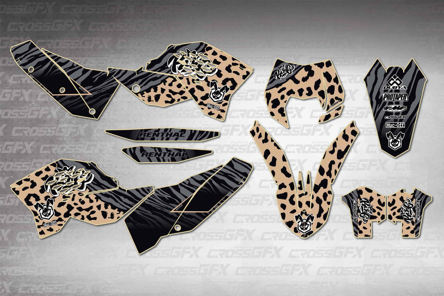 Graphics for KTM EXC-F 2008-2011 - Panther Desert - flat layout showing all decal pieces included