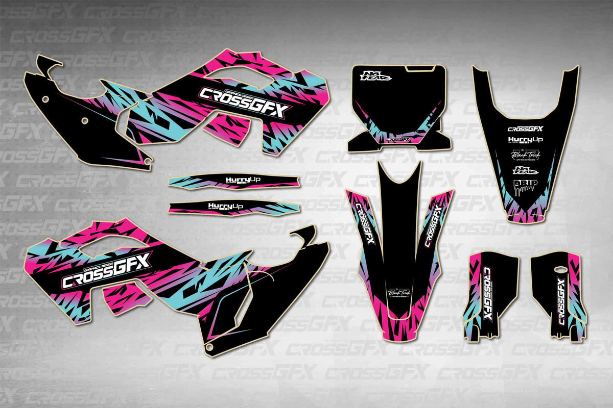 Husqvarna FC 2023-2024 Element Black graphics kit - flat layout showing all decal pieces included