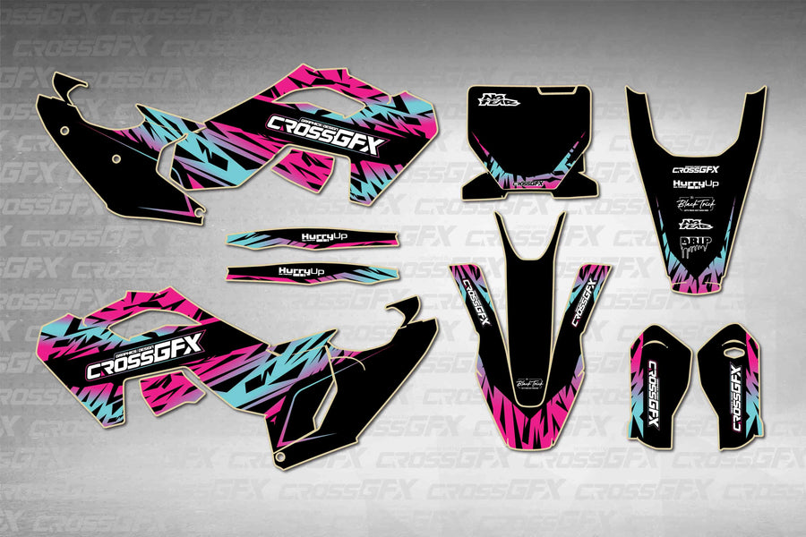 Husqvarna FS 450 2023-2024 Element Black graphics kit - flat layout showing all decal pieces included