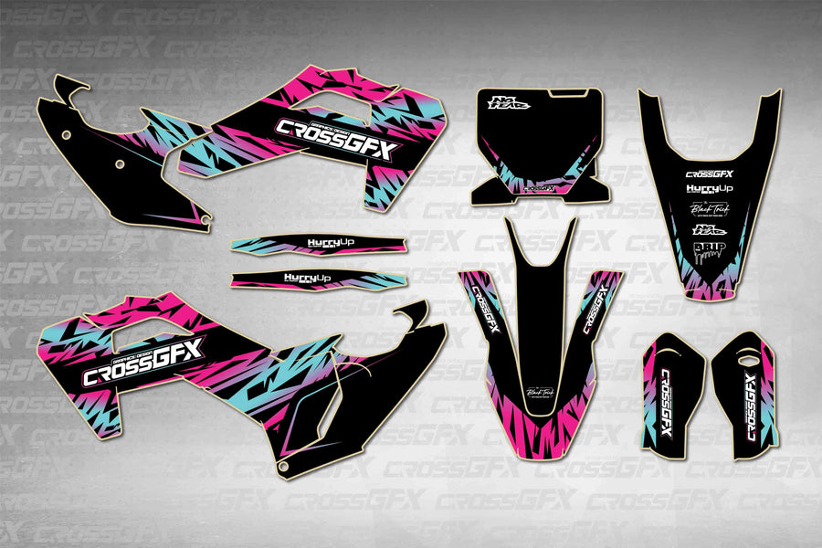 Husqvarna FS 450 2025-2026 Element Black graphics kit - flat layout showing all decal pieces included