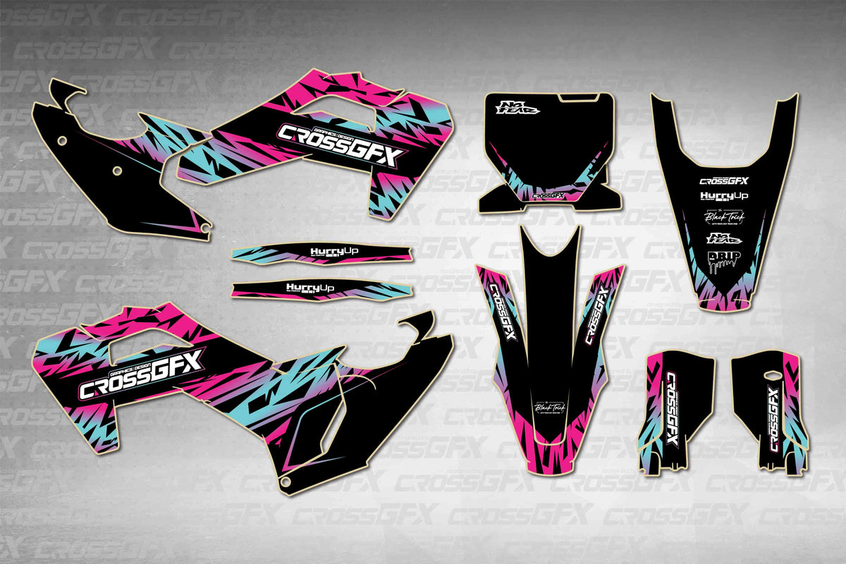 Husqvarna TC 2025-2026 Element Black graphics kit - flat layout showing all decal pieces included