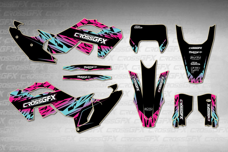Husqvarna TE 2024-2025 Element Black graphics kit - flat layout showing all decal pieces included