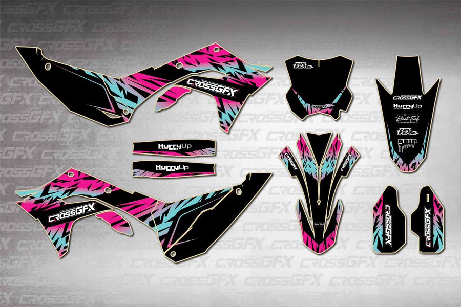 Graphics for Kawasaki KX 450SR 2024-2026 - Element Black - flat layout showing all decal pieces included