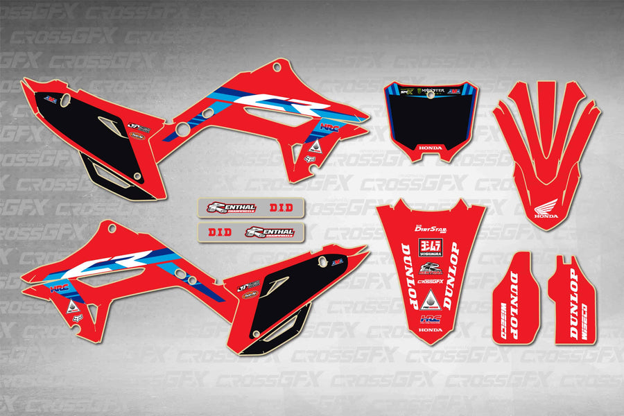 Graphics for Honda CR 250R 2002-2007 Polisport 2022 Restyle - Factory Red - flat layout showing all decal pieces included