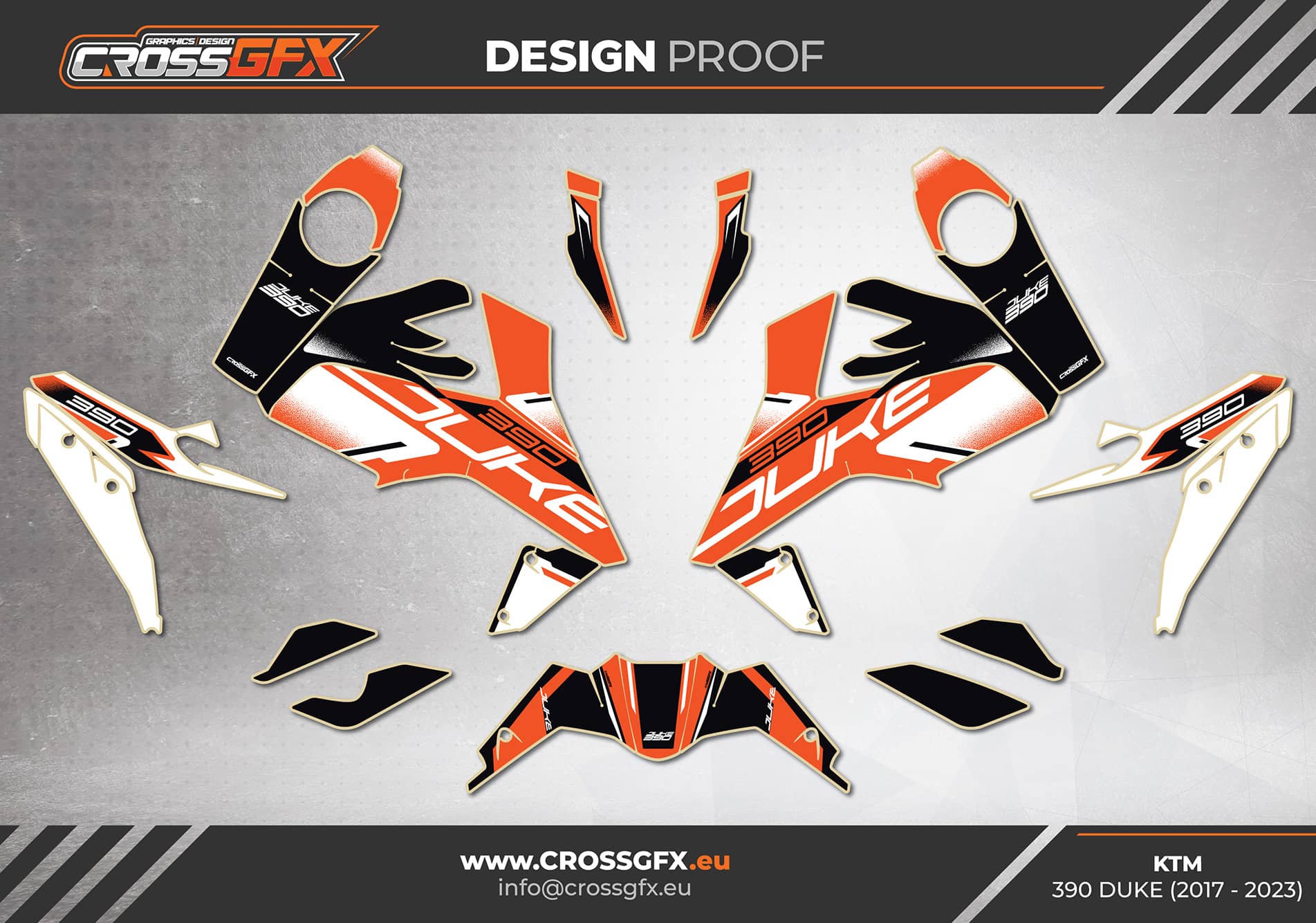 Picture proof of the complete Flow Orange decal sheet customers will receive upon ordering.