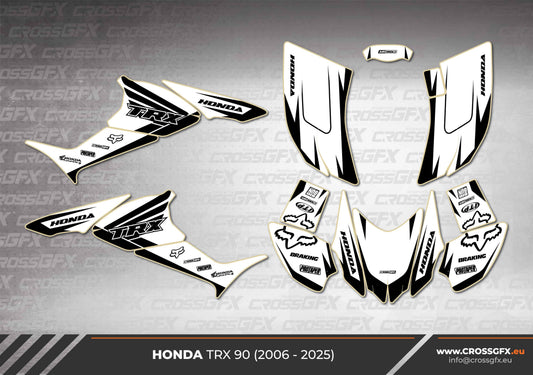 Honda TRX 90 semi-custom Crisp White graphics kit 2D layout.