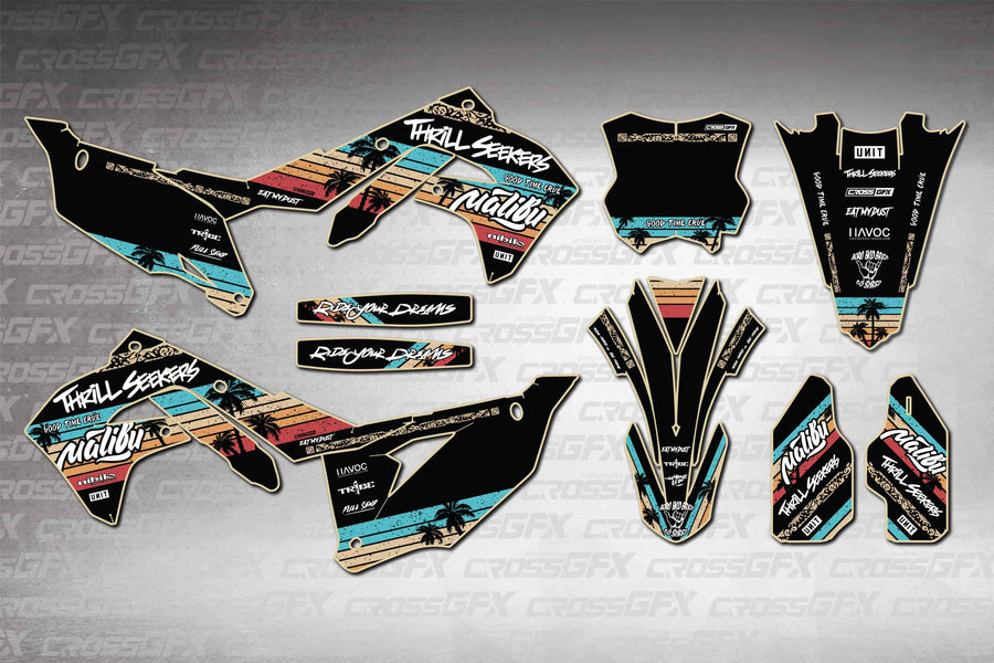 Graphics for Kawasaki KX 450SR 2022-2023 - Malibu Black - flat layout showing all decal pieces included