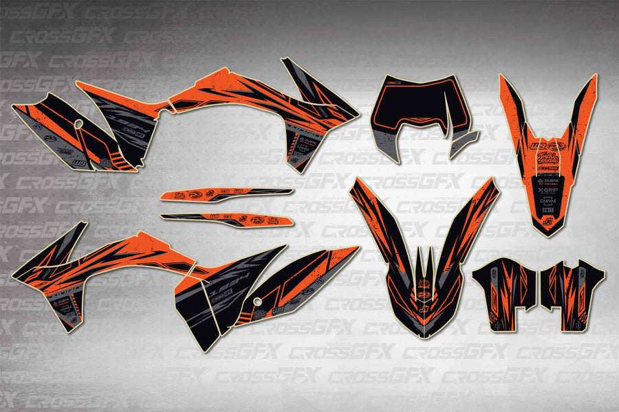 Graphics for KTM XCF-W 2012-2013 - Omega Orange - flat layout showing all decal pieces included