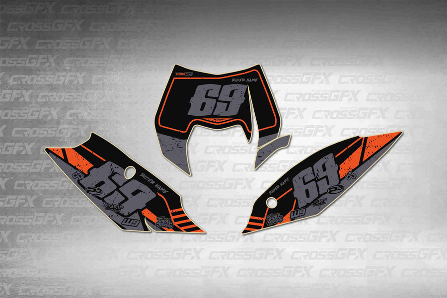 Graphics for KTM XCF-W 2012-2013 - Omega Orange number plate decals - flat layout showing all pieces included